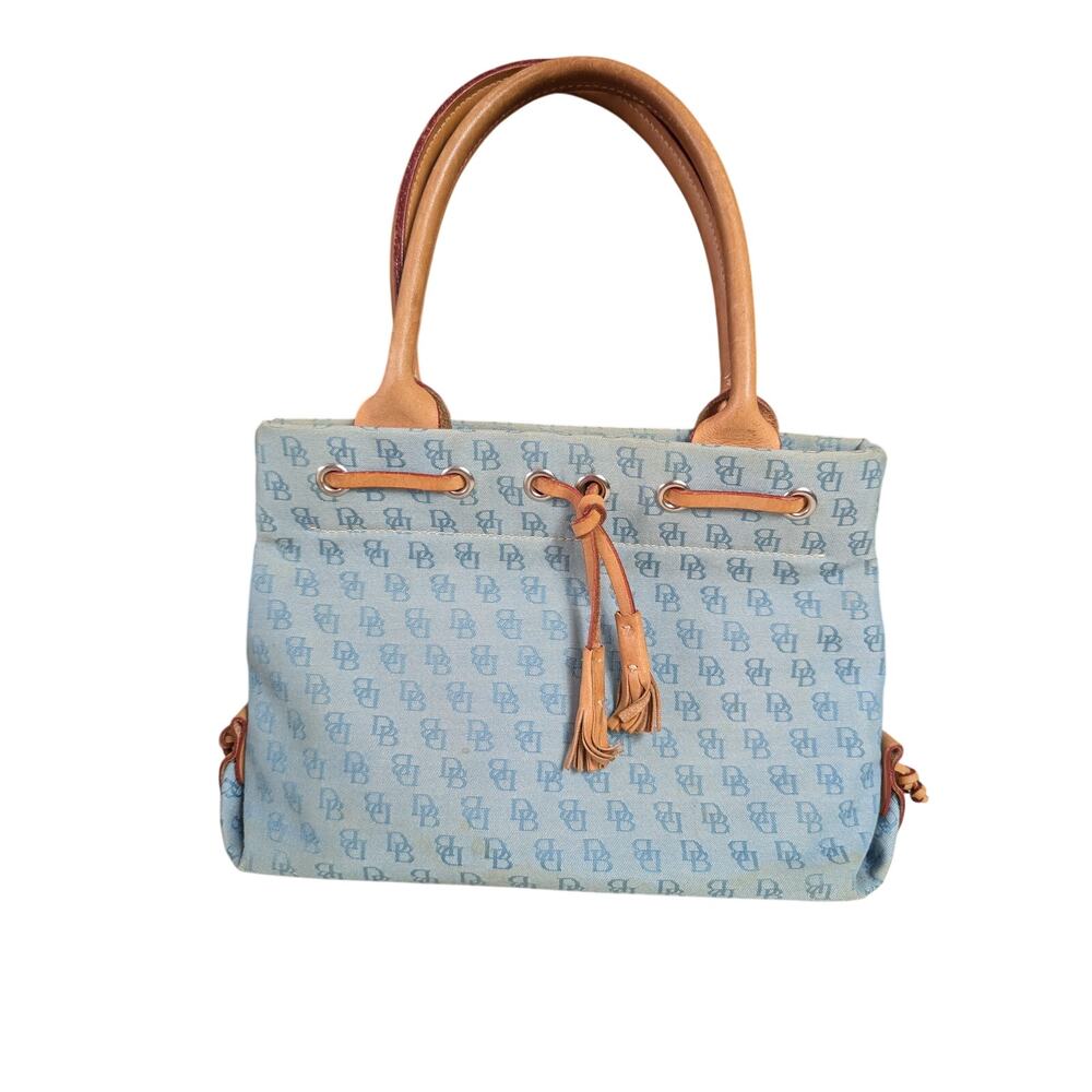 Dooney & Burke Signature Monogram Tassel Tote Blue
